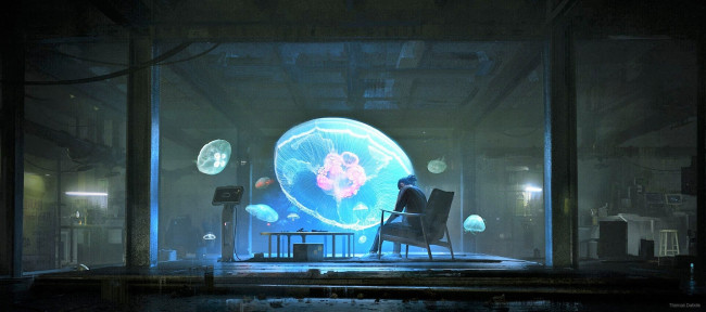 Обои картинки фото фэнтези, иные миры,  иные времена, человек, комнаты, медузы