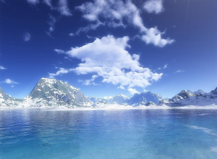 Картинка 3д графика nature landscape природа облака горы