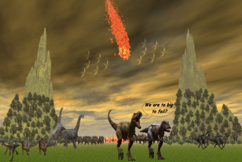 Картинка 3д графика humor юмор динозавры метеорит