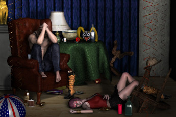 Картинка 3д графика horror ужас девушка комната