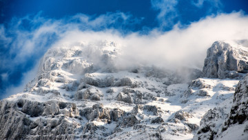 Картинка природа горы снег облака небо
