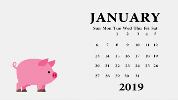 Картинка календари рисованные +векторная+графика свинья поросенок