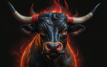 Картинка 3д+графика животные+ animals fantasy look buffalo бык бычок животное