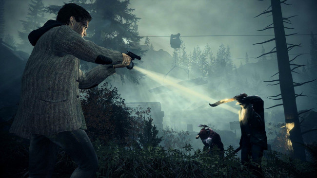 Обои картинки фото видео игры, alan wake, люди, фонарь, оружие
