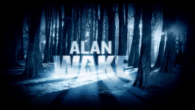 Обои картинки фото видео игры, alan wake, мужчина, фонарь, лес