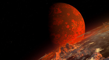 Картинка 3д+графика atmosphere+ mood+ атмосфера настроения планета красная арт горы облака