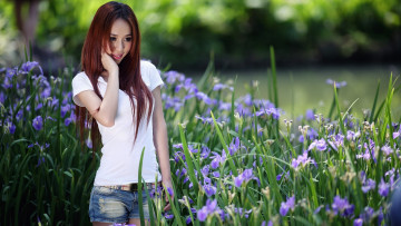 Картинка девушки -unsort+ азиатки цветы настроение азиатка девушка