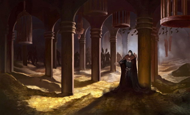 Обои картинки фото видео игры, age of wonders iii, колдун, люди, золото, замок, колонны