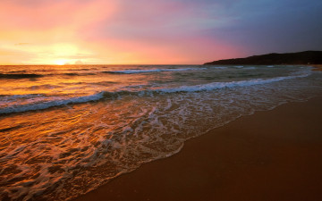 Картинка природа восходы закаты берег море вечер