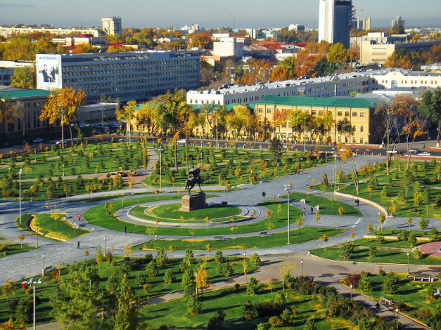 Обои картинки фото города, ташкент, узбекистан, сквер, памятник, амир, темур