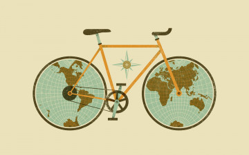 Картинка рисованные минимализм глобус велосипед