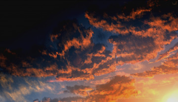 Картинка рисованное природа закат облака небо