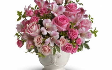 Картинка цветы букеты +композиции альстромерия розы