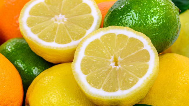 Обои картинки фото еда, цитрусы, лайм, апельсин, лимон