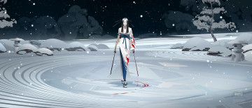 Картинка аниме оружие +техника +технологии девушка снег