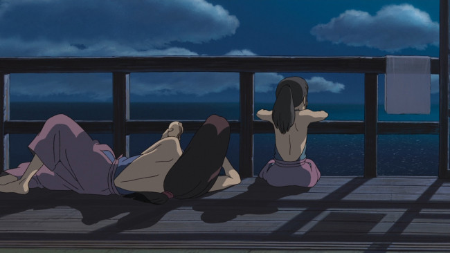 Обои картинки фото аниме, spirited away, девочка, женщина, ограда