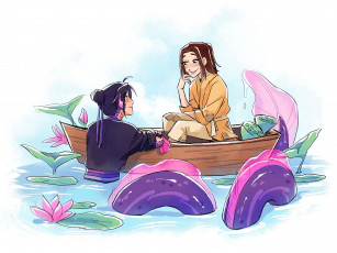 Картинка аниме mo+dao+zu+shi мэн яо цзян чэн лодка дракон озеро