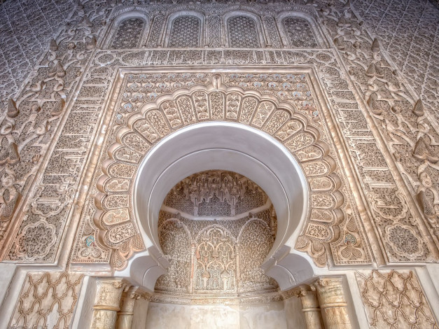 Обои картинки фото ben, youssef, madrasa, marrakech, morocco, разное, элементы, архитектуры