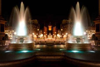 Картинка города лондон великобритания спорт баскетбол ночь трафальгарская площадь фонтаны