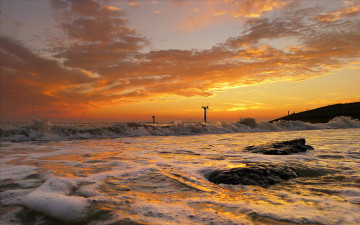 Картинка природа восходы закаты море пейзаж закат небо волны