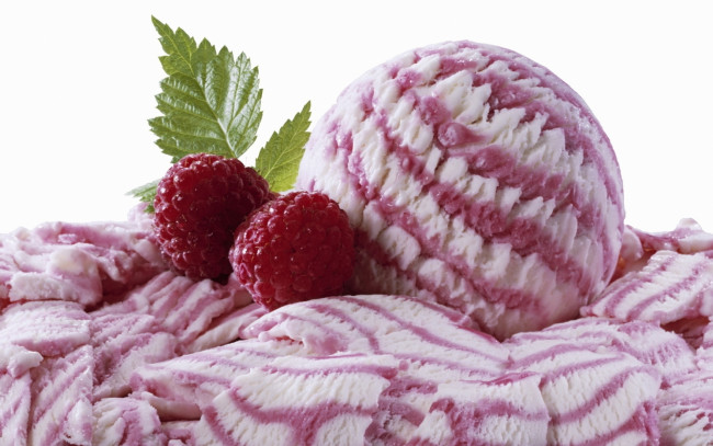 Обои картинки фото еда, мороженое, десерты, малина, ягоды