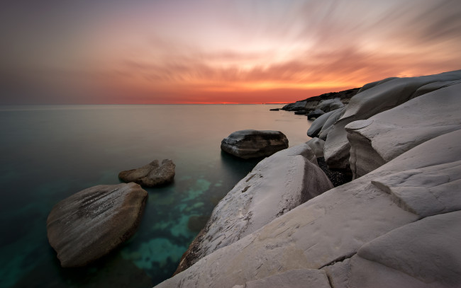 Обои картинки фото природа, побережье, море, камни, закат