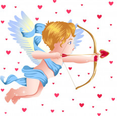 обоя векторная графика, ангел, лук, стрела, сердечки