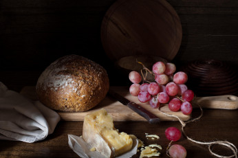 Картинка еда натюрморт сыр хлеб виноград