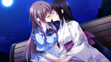 Картинка аниме otome+ga+tsumugu+koi+no+canvas девушки поцелуй