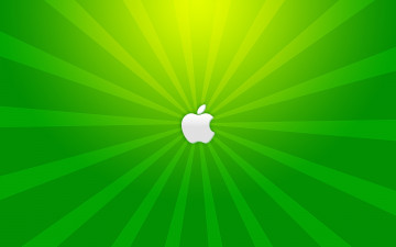 Картинка компьютеры apple полосы лучи яблоко логотип зеленый