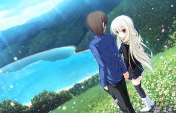 Картинка аниме *unknown+ другое пара девушка filia природа парень небо горы озеро арт lunaris mikagami mamizu