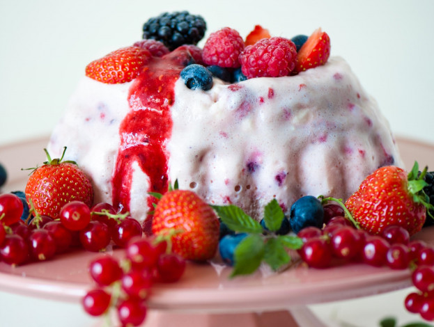 Обои картинки фото еда, мороженое,  десерты, пудинг, ягоды