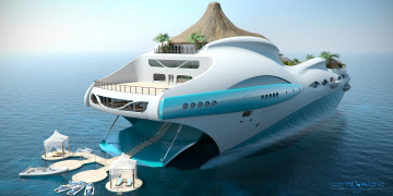 Картинка корабли 3d yacht-island futuristic superyacht яхта-остров gesign tip 1 проект