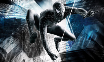 Картинка видео+игры spider-man+3 человек-паук черный паутина здания