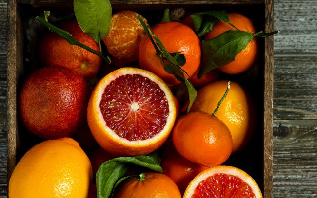 Обои картинки фото еда, цитрусы, мандарин, апельсин, грейпфрут