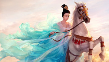 Картинка рисованное кино +мультфильмы девушка всадница конь