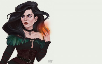 Картинка видео+игры the+witcher йеннифер ведьма огонь