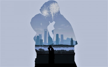 Картинка рисованное кино +мультфильмы пара поцелуй город