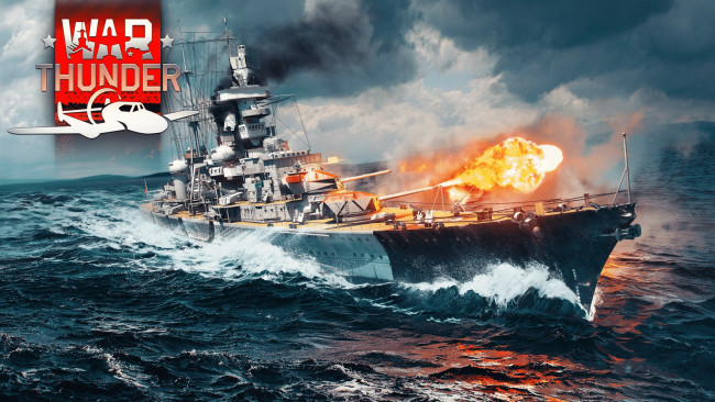Обои картинки фото видео игры, war thunder, корабль, море, выстрел