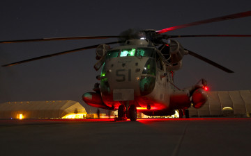 Картинка ch 53d авиация вертолёты ночь корпус морской пехоты сша