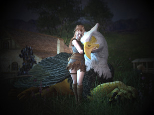 Картинка 3д графика fantasy фантазия девушка орел