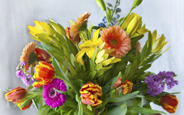 Картинка цветы букеты композиции букет тюльпаны герберы