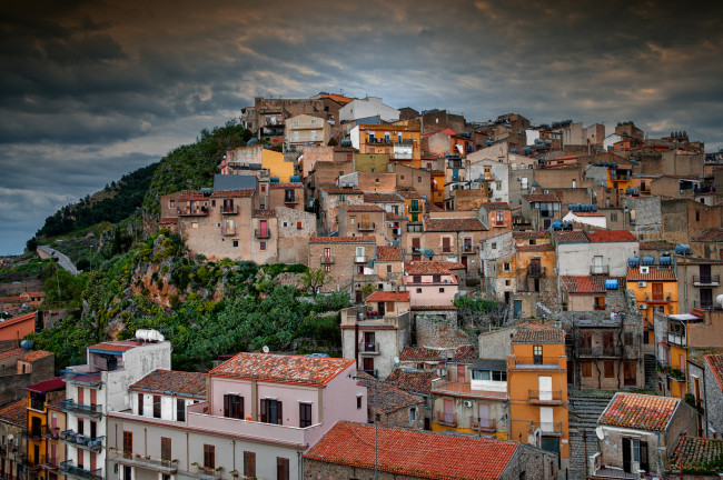 Обои картинки фото caccamo, sicily, italy, города, панорамы, каккамо, сицилия, италия, деревня