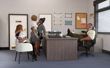 Картинка 3д+графика люди+ people офис фон взгляд девушки