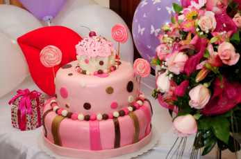 Картинка еда торты день рождения подарки цветы шары торт