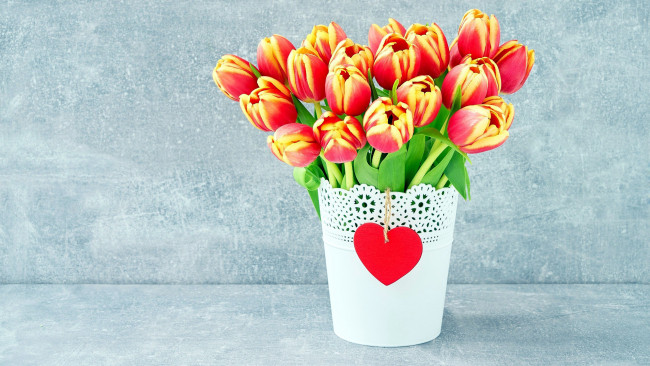 Обои картинки фото цветы, тюльпаны, ваза, бутоны
