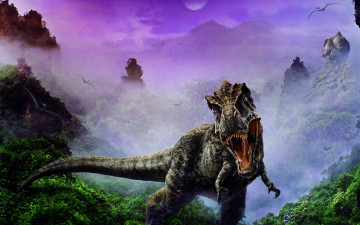 Картинка динозавр фэнтези существа зубы тираннозавр джунгли