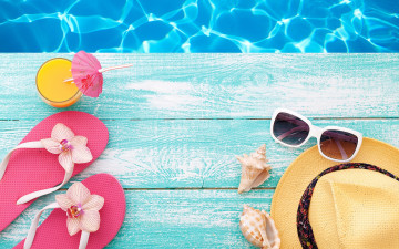 Картинка разное одежда +обувь +текстиль +экипировка пляж очки бассейн сланцы лето шляпа каникулы отдых summer vacation accessories beach