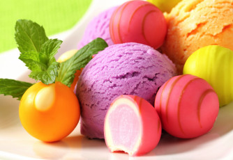 Картинка еда мороженое +десерты мята ассорти шарики