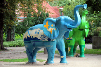 Картинка разное садовые+и+парковые+скульптуры слоны цветные